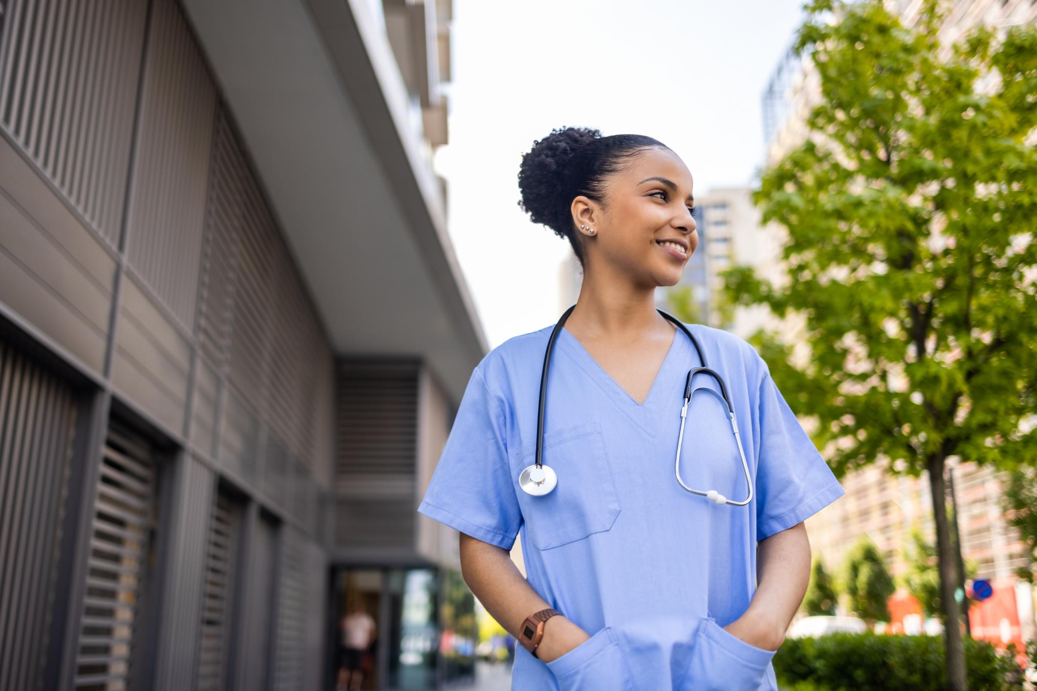 Nurse with hands in pocket